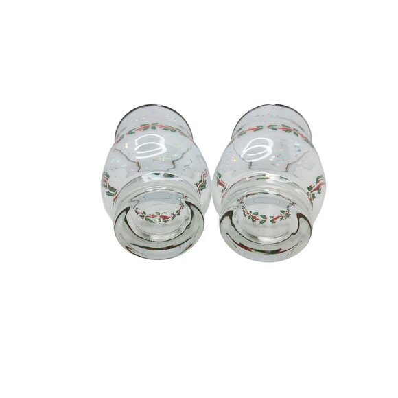 Libbey Set Of 2 Vintage Holly & Berries Gold Rim Glass Tumblers - Picture 4 of 4